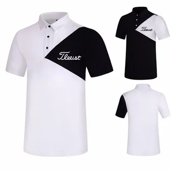 Homens de Golfe T-shirt de Verão Esporte Vestuário de Golfe Camisa de Manga Curta Seca Ajuste Respirável Polo Camisas para Homens
