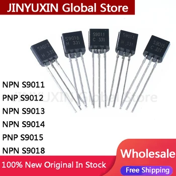 100Pcs Transistor S9011 S9012 S9013 S9014 S9015 S9018 NPN PNP inline-92 Chip IC Estoque Atacado