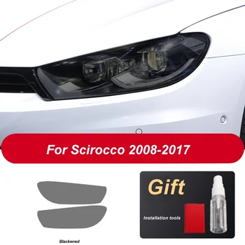2 peças-faróis de carro película protetora Para a Volkswagen Scirocco 2008-2017 reparação transparente, de tonalidade preta TPU adesivo acessórios