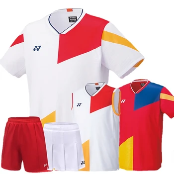 Nacional teamYONEXTennis t-shirt partida de badminton de manga curta t-shirt de roupa seca rápido, esporte Jersey superior 10515CR homens mulheres polo
