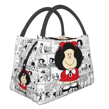 Mafalda Cartoon Quino Quadrinhos Térmico Isolado de Sacos de Almoço de Mulheres Resuable Almoço Sacola para Viagem de Trabalho Multifuncional Refeição Caixa de Alimentos