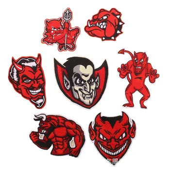 Demônio Vampiro Bordado Inferno Diabo Bandeira dos EUA Patch para o Vestuário de DIY Listras Applique Roupa Ferro em Patches Crachás de Personalidade