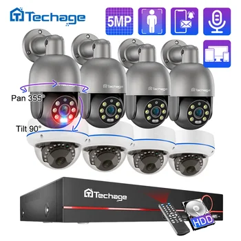 Techage H. 265 8CH 5MP POE Sistema de Câmera Dome PTZ Camera Detecção Humana CCTV Video do Surveillance da Segurança Home Definir P2P Folga