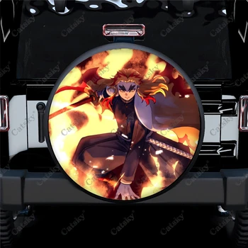 Anime Demon Slayer Acessórios do Carro Pneu Sobressalente Proteger a Cobertura Universal,Exterior do Pneu Roda Tampa Decoração Protetor para a Camper