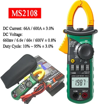MASTECH MS2108 AC DC Medidor de Pinça T-RMS Digital Automático Faixa multímetro Voltímetro Amperímetro Capacitor Testador de Resistência de