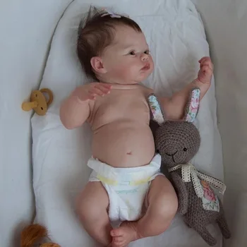 17inch de corpo Inteiro de Vinil Menina Reborn Baby Doll Prado Bebê Prematuro Tamanho feitas à Mão-raiz do Cabelo Visível Veias o Dom Para as Crianças