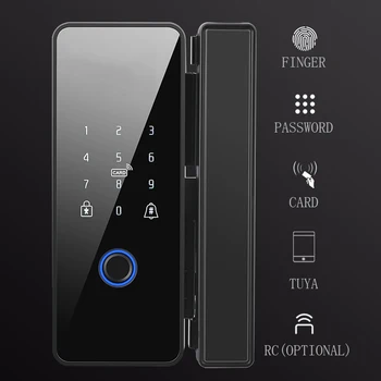 Tuya APLICATIVO de impressão digital Bloqueio do Bluetooth Smart Porta de Vidro Biométricos de Controle Eletrônico de Porta, fechamento De 13,56 Mhz RFID Remoto Desbloquear