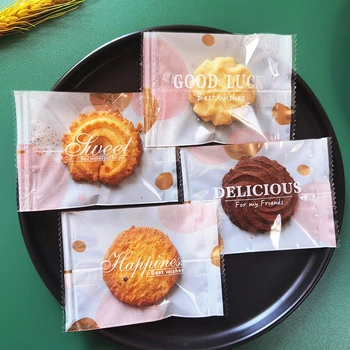 LBSISI Vida 100pcs Quente Selo de Doces de Açúcar Sacos de Plástico de Amendoim de Chocolate Mooncake Artesanal de Embrulho da Padaria Decoração de Embalagens