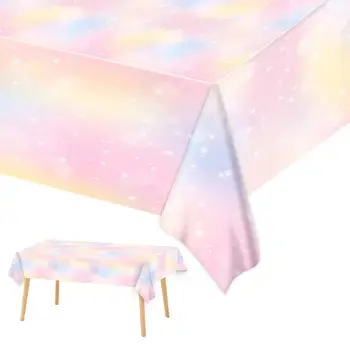 Impermeável Toalha de mesa Fade resistentes a Toalha de mesa Vibrante arco-íris Toalha Impermeável Durável Cobertura para Casa de Festa de Aniversário
