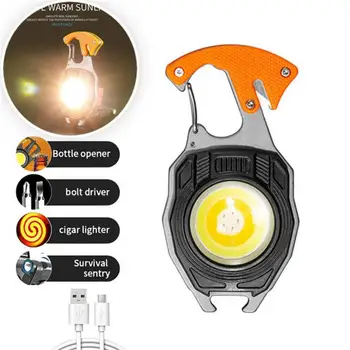Mini Lanterna LED Chaveiro Luz Multifuncional Portátil COB Acampamento Lanternas de Carregamento USB Luzes de Trabalho de pesca Lanterna