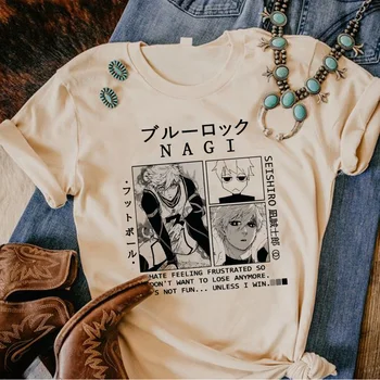 Bloqueio azul t-shirt das mulheres Japonês top girl designer de streetwear anime roupas