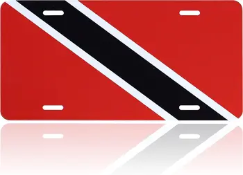 Tobago Bandeira Da Placa De Licença Capa Preta Vermelha Branca Placa De Licença Engraçado Decoração Do Carro Da Vaidade Tag Quadro Se Encaixa Em Qualquer Padrão