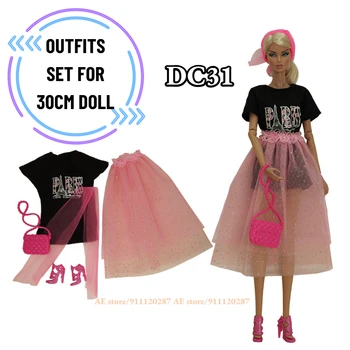 Boneca de moda de Roupas de Roupa com Sapatos Conjunto DC31 para a Barbie Blyth 1/6 30cm MH CD FR SD Kurhn BJD Acessórios de Roupa de Menina de Brinquedo