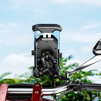 Universal Bicicleta Espelho Retrovisor Telefone de Montagem Anti-vibração e Estável Rotação de 360° 