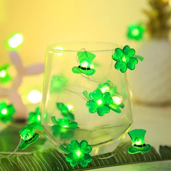 2m 20leds Trevo de Quatro Folhas em Forma de Lâmpada Cadeia Verde de Sorte Grama Lâmpada de Seqüência de caracteres Feliz Saint Patrick Festa Irlandesa Decoração