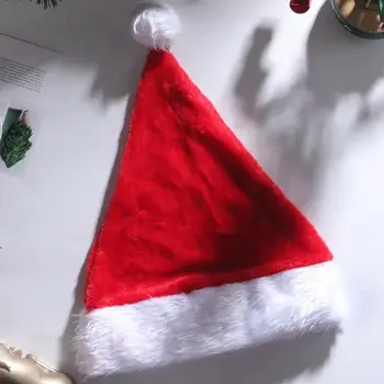 Bonito Chapéu de Natal, com Pelagem Branca Levou Chapéu de Papai noel de Pelúcia com Decoração Festiva de Inverno de Presente para as Crianças Adultos Bonito Papai Noel de Natal
