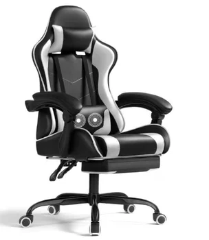 Lacoo PU deri de oyun sandalyesi masaj ergonomik oyuncu sandalyesi yükseklik ayarlanabilir bilgisayar ayak dayayacaklı sandalye & l