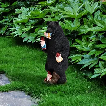 Criativo Artesanato De Resina Ornamentos Urso Preto Gorila Elf Jardim Decoração De Casa Estátua Figuras Miniaturas Modelo De Presente Para O Garoto De Brinquedo