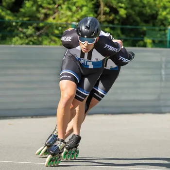 Powerslide Homens Da Equipe De Triatlo De Skate Terno Skinsuit Inline Roller Skate Velocidade De Corrida Rápido Skat Velocidade Skats Ciclismo De Patinação Macacão