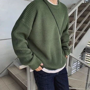 O coreano Moda Y2K Blusas Homens Outono Blusas de Lã Slim Fit Homens Street Wear Mens Roupas Camisola de Malha Homens 