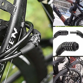 Cadeado de bicicleta Código de 4 Dígitos Combinação de Bloqueio de Bicicleta Bicicleta Trava de Segurança MTB Bloqueio Anti-roubo de Bicicleta Bloqueio da Corrente de Bicicleta Acessórios