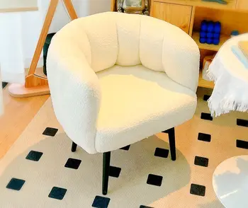 Luxo Cordeiro De Cashmere, Com Poltronas De Design Nórdico Sala De Estar, Sofá Cadeira Do Quarto De Maquiagem Cadeira Cômoda Fezes Móveis Poltrona