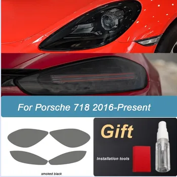 O Farol do carro Película Protetora Para a Porsche 718 Boxster Cayman GTS lanterna traseira Fumê Preto Tonalidade Envoltório de Vinil TPU Transparente Autocolante