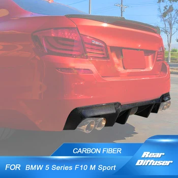 Carro pára-choque Traseiro de Fibra de Carbono, com Difusor de Queixo Lip Spoiler Para o BMW Série 5 F10 M Sport Sedan 2012 - 2016 528i 530i 535i 550i