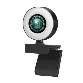 1080P Webcam USB com Luz Ajustável e Microfones de redução de Ruído câmara web para Gravação de Vídeo Adequado para Windows/Android