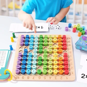 Montessori Educativos Brinquedos de Madeira para Crianças Matemática Bebé Brinquedos 99 Tabela de Multiplicação Matemática Aritmética de Ensino Aids para Crianças Presentes