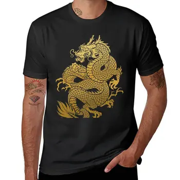 Novo Asiática Tradicional Dragão de Ouro T-Shirt de desporto fã de t-shirts nova edição de t-shirt mens simples t-shirts