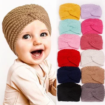 Nova Malha Crianças Outono e Inverno Chapéu Quente Candy Color Baby Chapéu de Lã de Bebê Menina de Chapéu de Acessórios para Bebé Recém-nascido