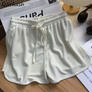 Corredores de Shorts Mulheres Largas e Cintura Alta Streetwear Sólido Casual All-correspondência de Verão de Fitness Menina Estilo coreano Minoria Mujer 2023