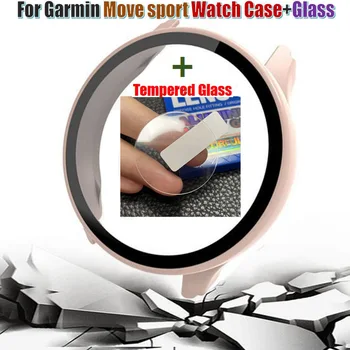 2 IN1 de Vidro, filme, PC do Quadro de Moldura para Garmin Mover esporte Pulseira de Protetores de Tela Caso Capa para o garmin Mover Relógio do esporte Shell