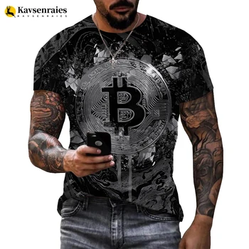 2023 Harajuku Style Bitcoin BTC 3D Print T-shirt dos Homens Verão a Moda Casual Tshirt Mulheres Hip Hop e Streetwear Overiszed T-Shirt