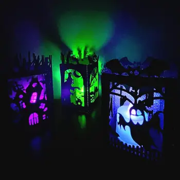 Decoração de Halloween dia das bruxas Diy de Artesanato Lâmpada Led Conjunto de Bateria Operado Projetor Lanterna para a área de Trabalho de Decoração de Festa
