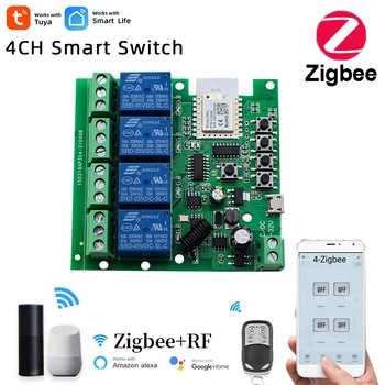 Zigbee 3.0 1way RF Gateway Smart Switch 12V 24V CA WIFI Tuya Controle Remoto 433 Interruptor de Luz 10A Rele Relé de Auto-fecho
