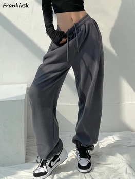 6 Cores de Calças para Mulheres de Outono Estilo coreano Dobras Soltas de Lace-up Confortável e Moderna de Lazer de Todos-jogo Simples e Respirável, Streetwear
