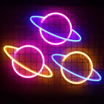 Uso Dual LED Colorido Luz de Néon Elíptica do Planeta Sinal de Céu Estrelado Decoração do Quarto