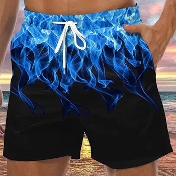 Y2k Homens Verão Calções de Natação Calças Calças da Praia de Cordão Elástico na Cintura Impressão 3D Padrão Diário de Férias Casual Calças