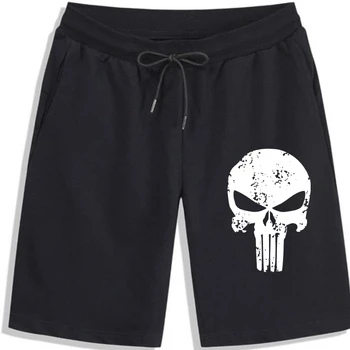 2019 Moda Shorts de Algodão de Punisher Crânio OLHAR Destruído Divertido shorts para os homens, homens de Shorts