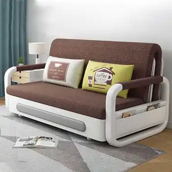 Fábrica Novo Design MOQ Pequeno dobrável luxo moderno sofá-cama embutida sofás da sala de estar sofá cum cama com armazenamento