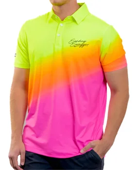domingo arrogância dos Homens de verão do golf camisa de mangas curtas, rápidas seco respirável camisa casual selvagem camisa de Palitos topo