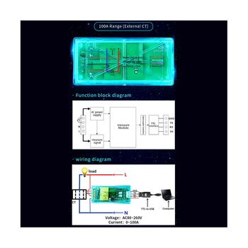 100A PZEM 004T 3.0 Wattmeter+Caso+Perto CT Kwh Medidor de Volt Ampère de Corrente Módulo de Teste para TTL COM2/COM3/COM4
