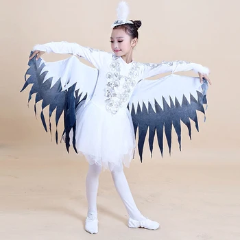 Meninas da Dança Moderna, Traje de Halloween Personagens Animais Traje Pardais Aves Roupas Magpie Desempenho de Roupas para Crianças
