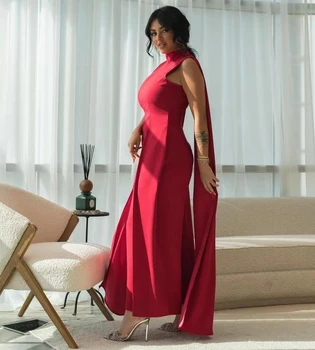 Santorini Vestidos de Baile, Vestidos de 2023 Arábia saudita as Mulheres usam Colarinho Alto e Vestido de Noite com Wraps Ocasião Formal Vestidos de Festa