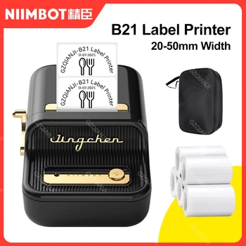 Niimbot B21 Preto Impressora de Etiqueta Autocolante Criador de Etiqueta de Preço de Impressão de Notas de Nome Rolo de Papel Adhedive com o Caso Saco Branco 40 / 50*30mm