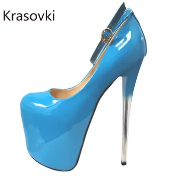 Krasovki 19cm Sintético PU Plataforma de Impressão Cunha de Tamanho Grande Moda Verão Bombas de Mulheres Dançando Gladiador Senhoras Sexy Único Sapatos