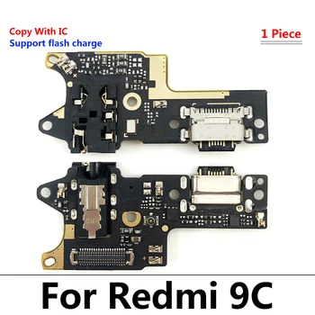 50Pcs/Lote, Carregador Micro USB Conector Dock de Carregamento de Porta de Microfone, cabo do Cabo flexível Para Xiaomi Redmi 9 9C Peças de Reposição