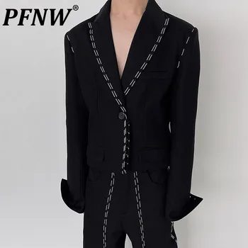PFNW Puro feito a mão Haute Couture Homens Blazer Darkwear de Alta Qualidade Terno Masculino Casacos de Outono Coats 2023 Nova Moda Tops 28W1052